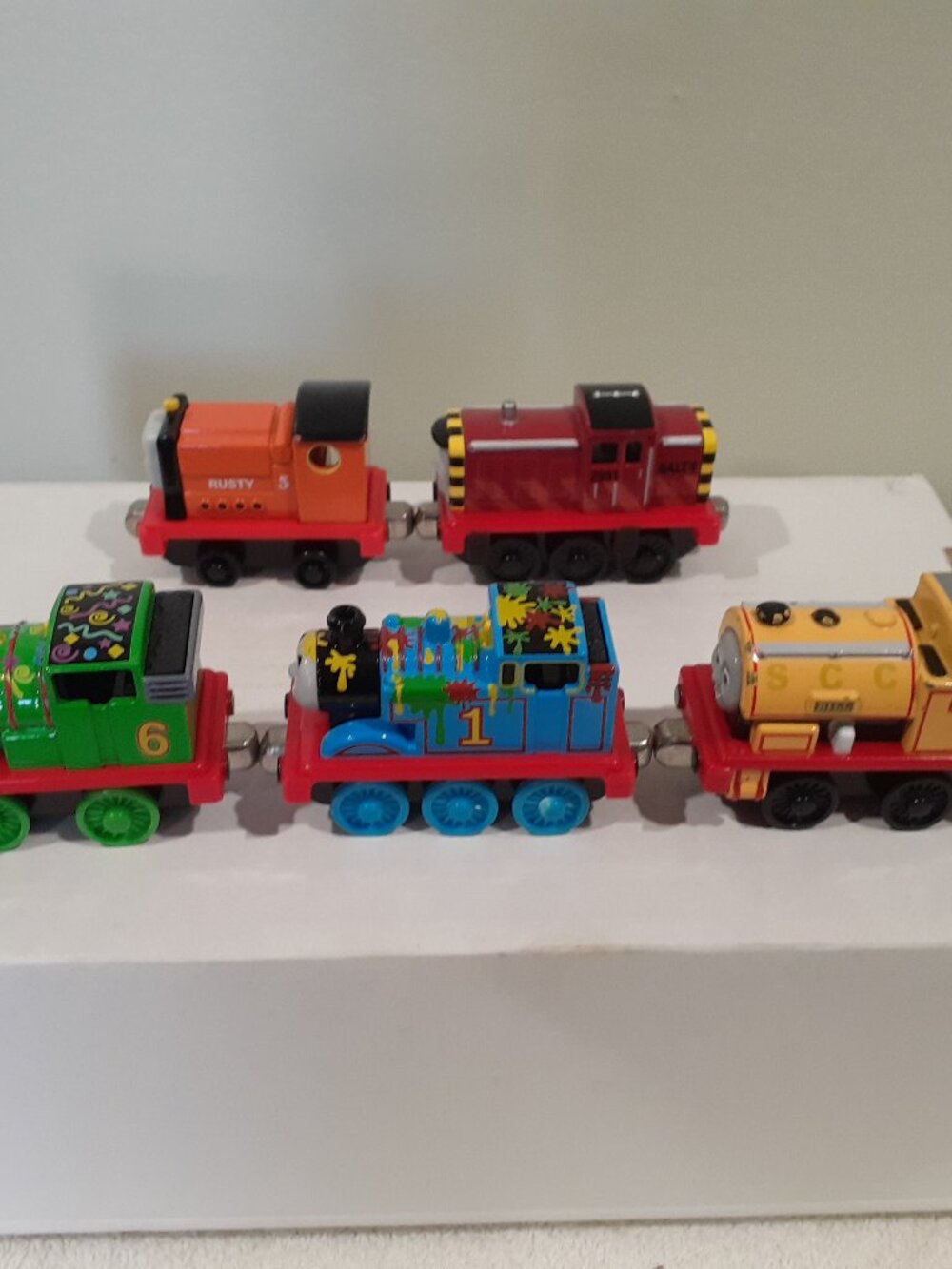 Thomas & Friends Tank Engines: Percy, Paint-Splattered Thomas, Salty, Rusty